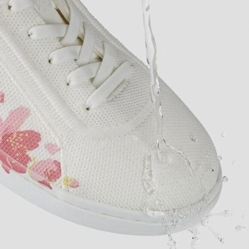 VIVAIA Floral Canvas Sneakers White Pink Casual Comfort Women's size‎ EU/40 US/9